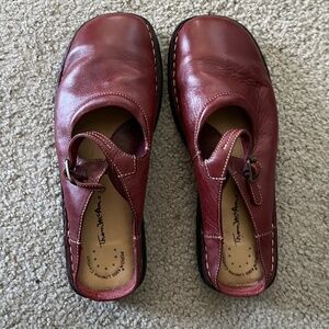 THOM MCAN Women's Cognac Leather Slip on Slides w Strap 21291 Shoes Size 9.5